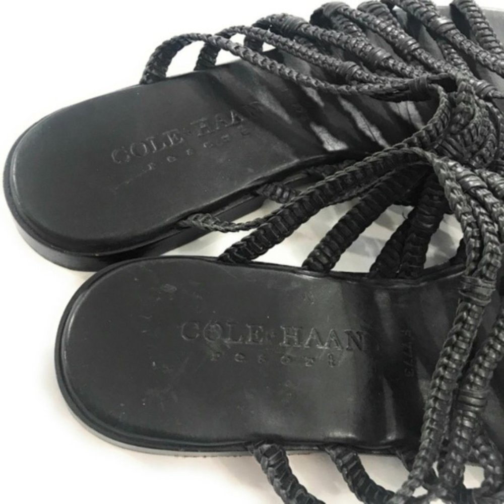 (SOLD) Cole Haan Black Strappy Slip On Sandals - Picture 4 of 7